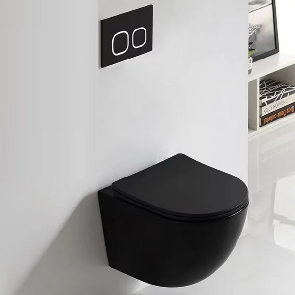 Унитаз подвесной безободковый Cerutti SPA Ticino Aria CT8918 с сиденьем, черный матовый фото