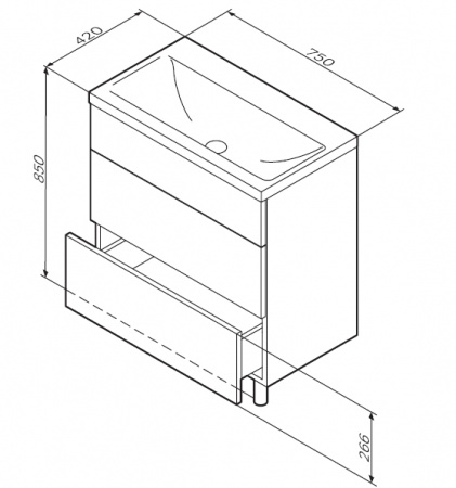 Тумба под раковину Am.Pm Gem M90FSX07522DM 75 см фото