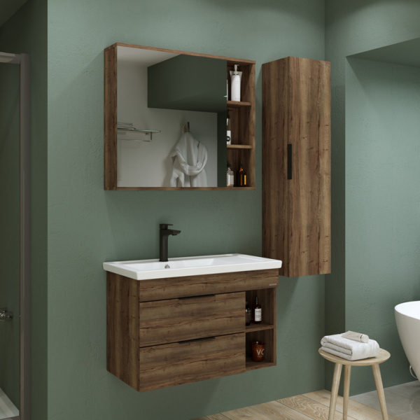 Зеркало-шкаф Grossman Форта 80 2080022 темный дуб галифакс фото