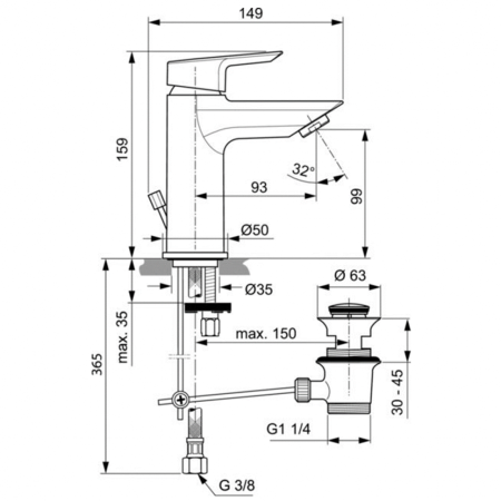 Смеситель для раковины Ideal Standard TESI A6557AA фото
