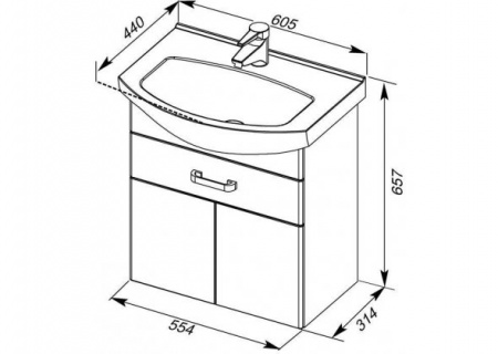 Тумба с раковиной Aquanet Ирис 60 00212657 фото
