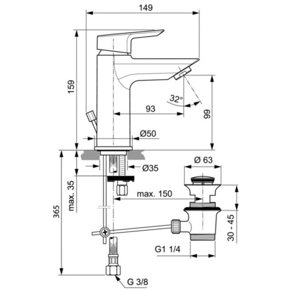 Смеситель для раковины Ideal Standard TESI A6557AA фото