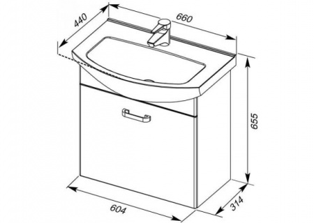 Тумба с раковиной Aquanet Ирис 65 00212659 фото