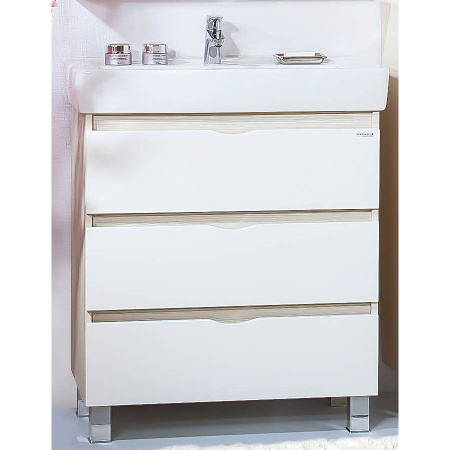 Тумба с раковиной Бриклаер Токио 80 светлая лиственница/белый фото