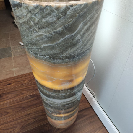 Раковина напольная из оникса Grey ON-01351 (40*40*90) фото