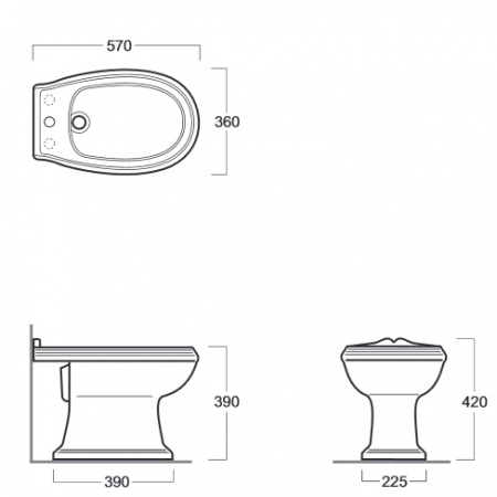 Биде напольное Simas Arcade AR823bi*3 c 3 отв. фото