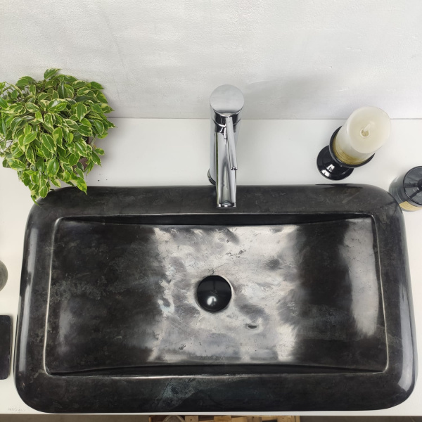 Накладная раковина из мрамора Kotak Luncur bibir Black KL-00863 (70*40*15) фото