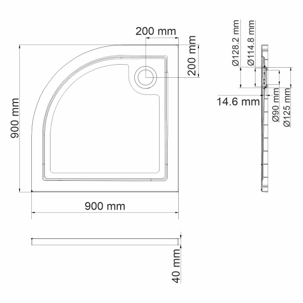 Поддон для душа WasserKRAFT Salm 27T01 90x90 фото