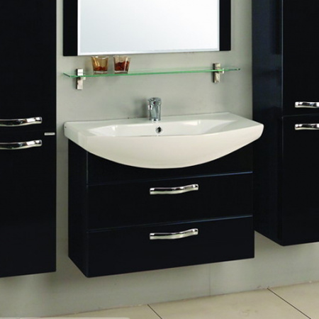 Тумба под раковину Акватон Ария 80 М 1A140801AA950 чёрный глянец фото