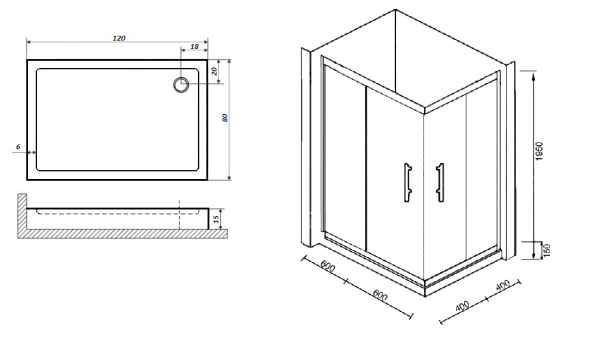 Душевой уголок Parly ZQ121G-L 120x80 фото