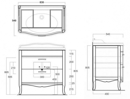Тумба под раковину Simas Arcade ARM2bi/cr фото