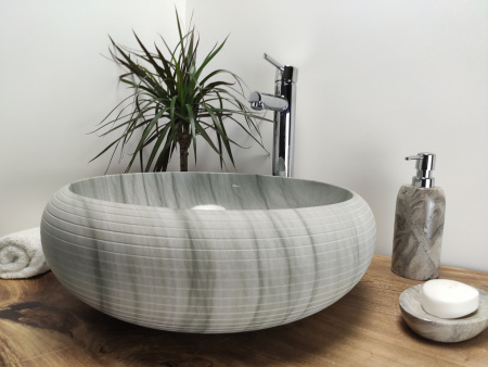 Раковина из камня андезит Indo Donut Blue Medium DA-00211 фото