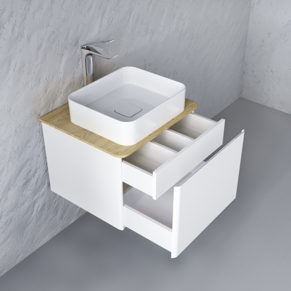 Тумба под раковину Raval Morelle 60 Mrl.01.60/P/W-O/RL белая/охра фото