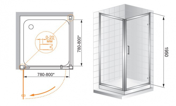 Душевой уголок Cezares Porta PORTA-A-11-80-C-Cr 80x80 см фото