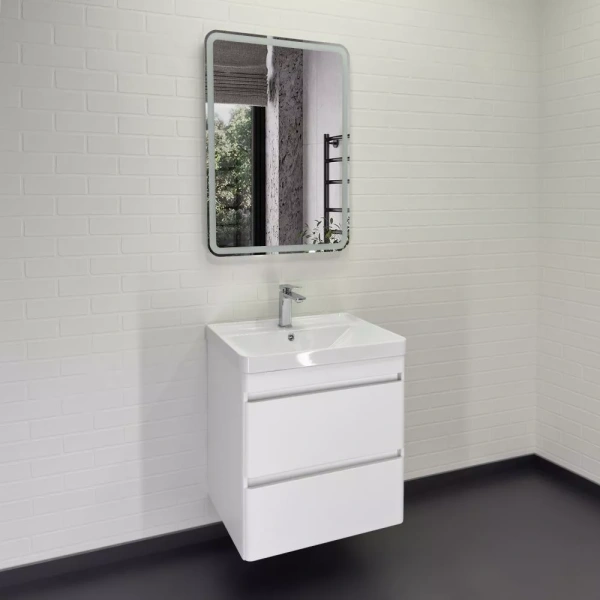 Тумба с раковиной Comforty Енисей-60П2 00-00021337CF белый глянец фото