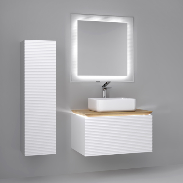 Тумба под раковину с подсветкой Jorno Karat 80 Kar.01.80/P/W фото