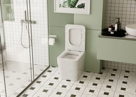 Приставной унитаз безободковый Abber Rechteck AC1211 с сиденьем фото