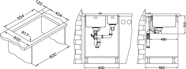 Мойка для кухни Alveus Kombino 120, чаша слева фото
