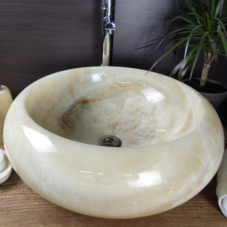 Накладная раковина из оникса Indo Donut Yellow Big DO-000166 фото