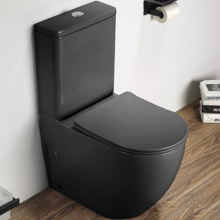 Унитаз напольный безободковый CeramaLux NC 2166XMDH с сиденьем, серый матовый фото