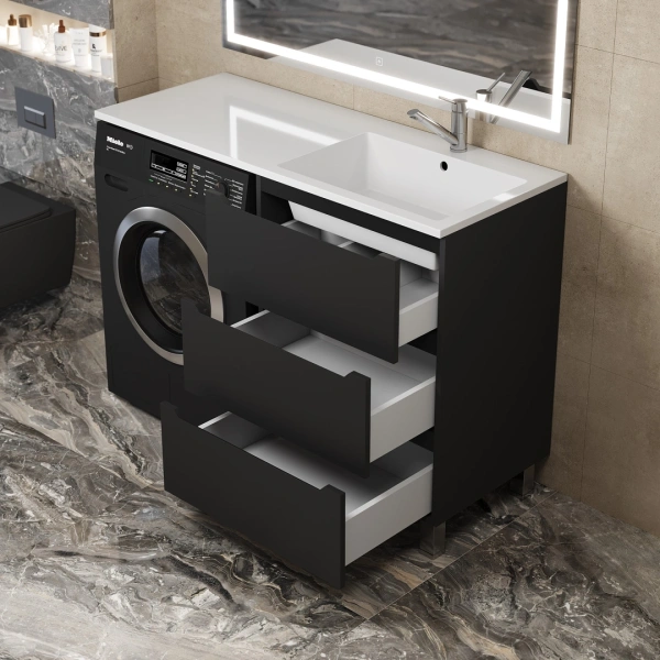 Тумба под стиральную машину Uperwood Tanos 120 TTanosVMF60B3 черная матовая фото