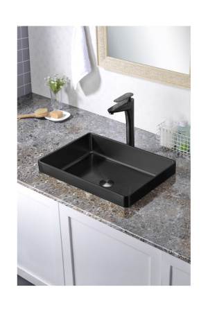 Раковина встраиваемая сверху Abber Wasser Kreis AF2401MB черная матовая фото