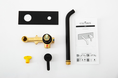 Смеситель для раковины настенный Cezares Leaf LEAF-BLI1-NOP Чёрный матовый фото