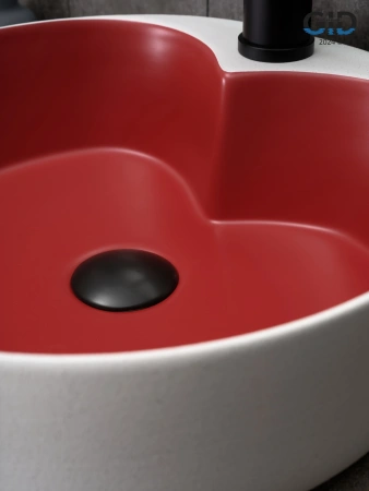 Накладная раковина GID N9013LS 52237 40x40 красная матовая / белый графит фото