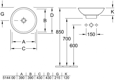 Накладная раковина  Villeroy & Boch Loop & Friends plus 514400R1 43 см фото