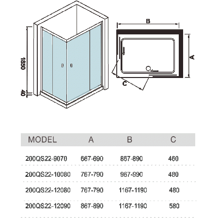 Душевой уголок WeltWasser WW200 200QS22-10080 100х80 фото