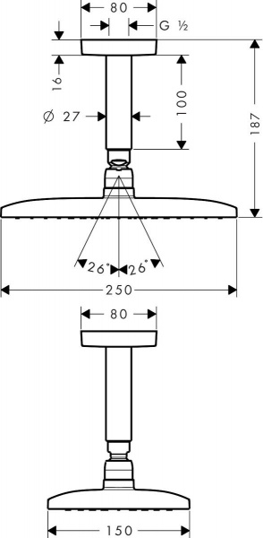 Верхний тропический душ Hansgrohe Raindance Е Air 1jet 240 27380000 фото