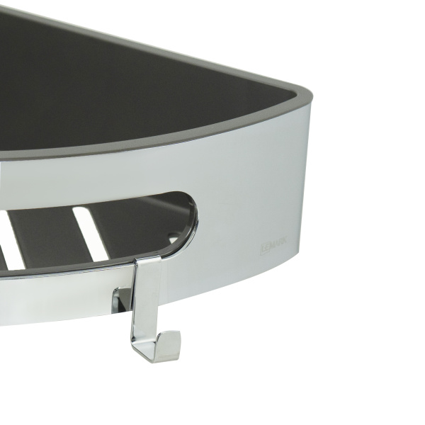 Металлическая полка угловая Lemark Shelf Line 9771046 хром/вставка-пластик графит фото