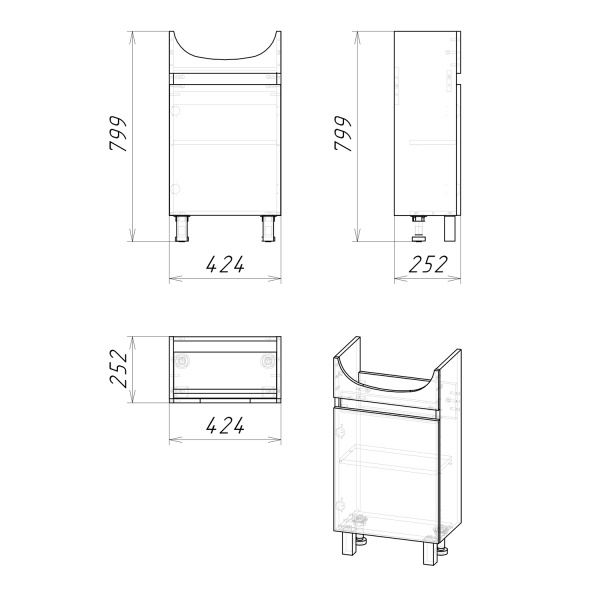 Тумба под раковину Grossman Поло 45 104501 фото