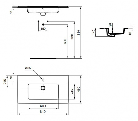 Раковина встраиваемая Ideal Standard Tempo E066801 65 см фото