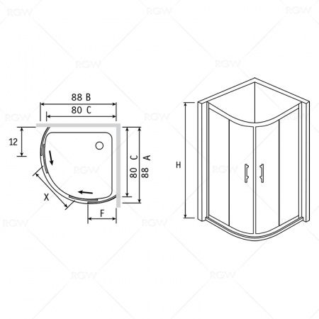Душевой уголок RGW Passage PA-55 06085588-11 80x80 фото