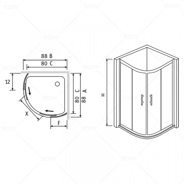 Душевой уголок RGW Passage PA-55 06085588-11 80x80 фото