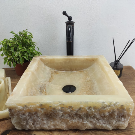 Накладная раковина из оникса Scuare Yellow SO-00903 (40*40*13) фото