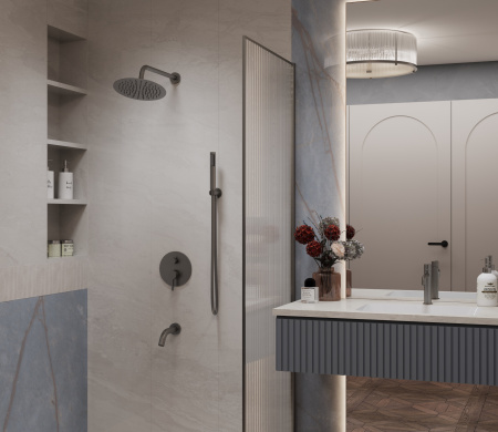 Душевая система скрытого монтажа Vincea Villa VSFW-1VL3GM вороненая сталь фото