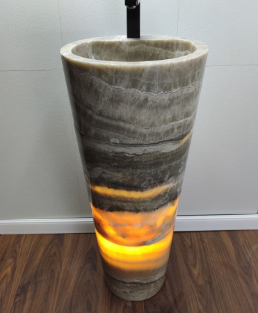 Раковина напольная из оникса Grey ON-01366 (40*40*90) фото