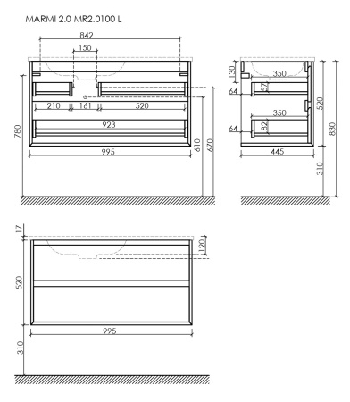 Тумба под раковину Sancos Marmi 2.0 MR2.0100LECH дуб чарльстон фото
