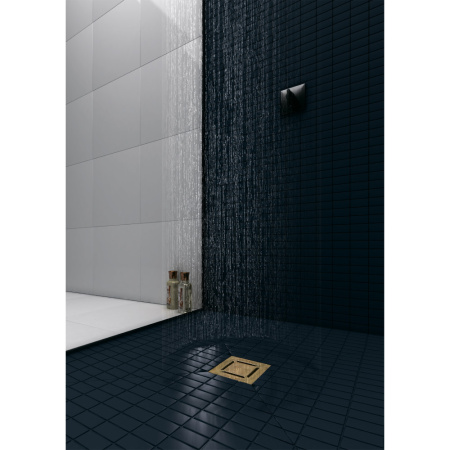 Душевой трап Berges Zentrum Norma 150х150 боковой слив, золото фото