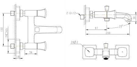 Смеситель для ванны с душем Bravat Whirlpool F678112C-01 фото