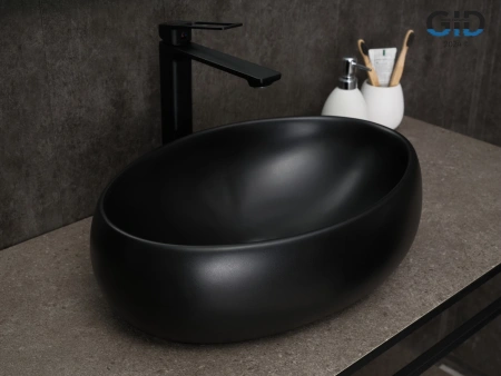 Накладная раковина GID Bm9030b 53372 48x34 черная матовая фото