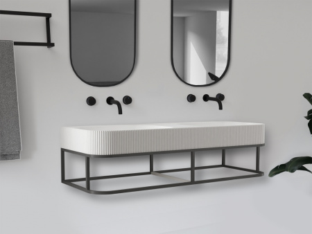 Консоль с двойной раковиной Abber Stein AS2646 120x45 белая матовая фото