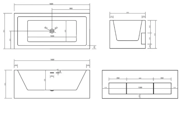 Ванна акриловая с нишей Abber AB9339-1.6 160x80 фото