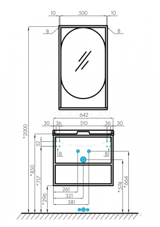 Зеркало Акатон Лофт 50 1A242502LTDY0 дуб кантри фото