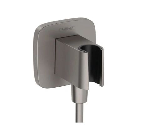 Подключение для душевого шланга Hansgrohe FixFit Q 26887340 хром черный шлифованный фото