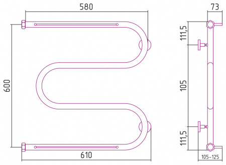 Полотенцесушитель водяной Сунержа М-образный +2 полки 60х60 00-0008-6060 фото