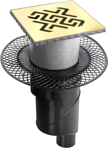 Душевой трап Berges Wasserhaus Platz Antik 094061 15x15 см, бронза фото