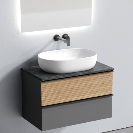 Тумба под раковину Sancos Delta DL80GR дуб красный/графит фото